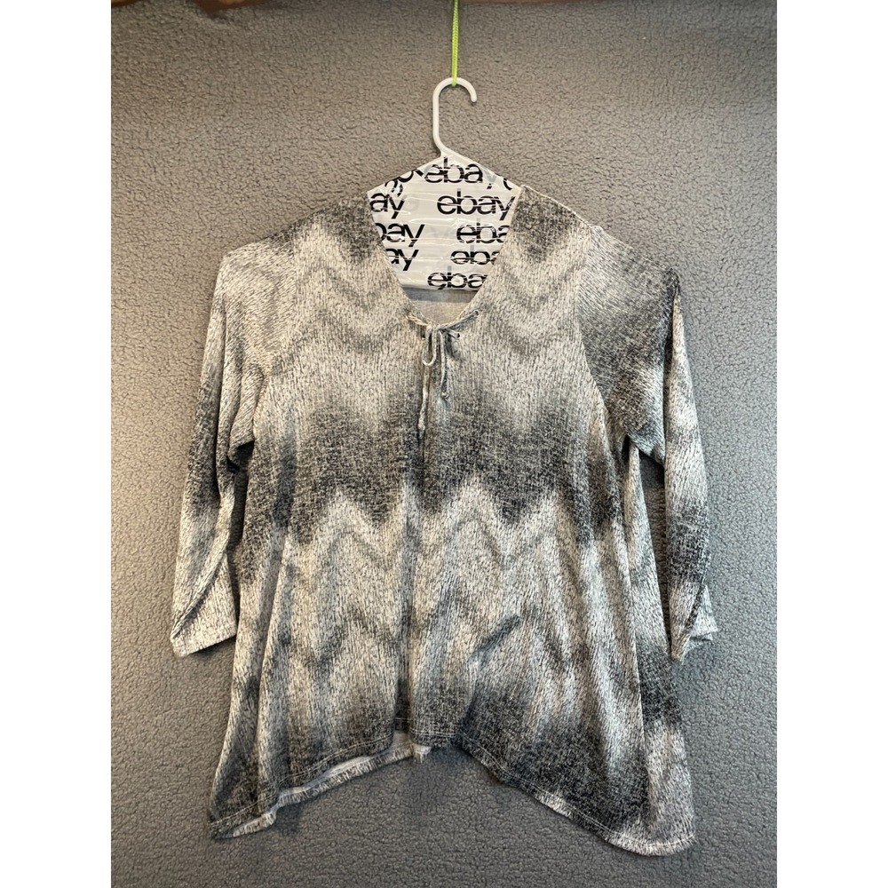 Fred David Scoop Neck Pullover Long Sleeve Top  Size‎ 1X
